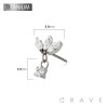 IMPLANT GRADE TITANIUM THREADLESS PUSH IN TRIPLE MARQUISE FAN ROUND BEZEL DANGLE CZ TOP PART